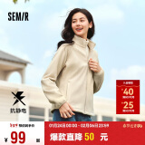 森马（Semir）外套女抗静电摇粒绒修身刺绣2024冬季立领插肩袖夹克109724108005