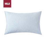 MUJI水洗棉 枕套 48×74cm枕芯用/浅蓝色×浅蓝色条纹 床上用品