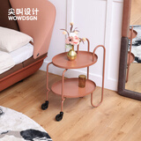 尖叫设计 阿尔托小推车移动茶几北欧风格简约流畅线条可移动客厅边几角几 珊瑚红【现货】