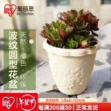 爱丽思（IRIS）花盆树脂北欧简约塑料圆型浮雕大口径种植盆阳台园艺批发多肉花盆 5号 浅米色（口径15cm） 中等