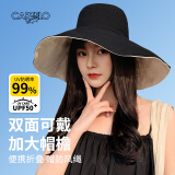 卡帝乐鳄鱼遮阳帽女士渔夫帽夏季户外防晒帽太阳帽大帽檐百搭帽子女双面可戴
