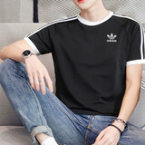 阿迪达斯（adidas）短袖男装 26夏季新款户外运动健身上衣纯棉透气圆领时尚休闲T恤男 三叶草/黑色/纯棉透气 2XL 【建议体重180斤-200斤】