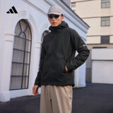 adidas拒水防泼休闲简约舒适连帽夹克外套男女阿迪达斯官方轻运动 黑色 L
