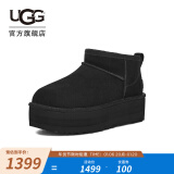 UGG秋季女士舒适时尚经典迷你纯色厚底保暖休闲短筒雪地靴1135092 BLK | 黑色 39