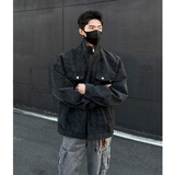 NYING雾面pu皮衣外套男26春秋季新款美式潮牌潮牌复古宽松立领工装夹克 JK306黑色 3XL (170-190斤)