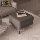沙发脚踏真皮现代简约沙发凳轻奢脚踏凳换鞋凳矮凳实木搁脚凳家用 深灰色40*40*42（头层真皮）