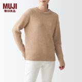 无印良品 MUJI 女式 含牦牛绒骆驼绒圆领毛衣 长袖针织衫秋 冬季 米色 M -L(165/88A)