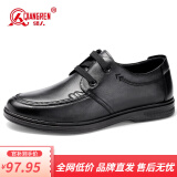 强人3515新款皮鞋舒适简约头层牛皮透气单皮鞋男鞋系带款时尚男鞋 黑色 38