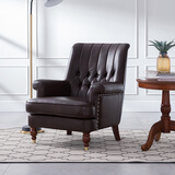 索梦纳斯美式真皮单人沙发椅轻奢简约休闲卧室客厅老虎椅懒人沙发小户型 单人超纤皮料咖啡色（YP03-5)