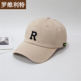 罗维利特帽子男韩版遮阳帽女百搭鸭舌帽户外棒球帽休闲太阳帽 R标米色  均码 可调节