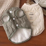 泰格宠物猫咪秋冬马甲背心保暖加羊羔绒毛衣狗中小型犬外出牵引扣宠物衣服 绿色马甲袄子 【自带牵引扣】 M码【建议5斤内宠物】