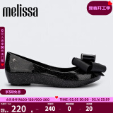 Melissa（梅丽莎）新品蝴蝶结鱼嘴低跟时尚通勤女士时装单鞋33551 闪黑色 36