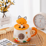 星巴克（Starbucks）马克杯萌狐枫叶咖啡杯可爱造型带盖陶瓷水杯情侣高颜值早餐杯 狐狸单杯+盖