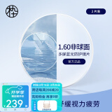 木九十防蓝光近视镜片1.60/1.67/1.74折射率两片装定制品不退换/不单卖 1.60折射率(0-400度)