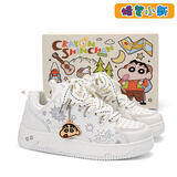蜡笔小新鞋子男女动漫原创面包鞋情侣增高小白鞋高颜值板鞋 香草米白色 42