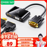 毕亚兹 VGA转HDMI+VGA转换器带音频 一分二分屏器 高清视频扩展同屏器一进二出 台式电脑连接电视投影仪