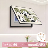 集简季现代简约电表箱画装饰画奶油风配电箱壁画餐厅遮挡挂画 熊猫乐园