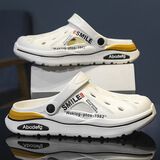 回力瑞洞洞鞋男款夏季外穿开车两用凉鞋踩屎感防滑包头运动沙滩拖鞋 【2566款】白黄色 40 41