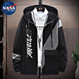 nasawassup外套夹克男秋冬款韩版潮流撞色拼接春装男士宽松青少年上衣服 黑色常规 XL （125-150斤）