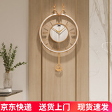 康巴丝（Compas）轻奢鹿头钟表2025款北欧现代客厅挂钟简约家用时尚挂墙时钟摇摆钟 3241白色 18英寸