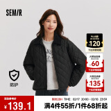 森马（Semir）棉服女灯芯绒翻领菱形格复古2024冬三防宽松轻薄棉衣109724112007