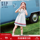 Gap女幼童2024夏季新款泡泡短袖连衣裙可爱娃娃领高腰洋装466248 白色 100cm (2-3岁) 亚洲尺码