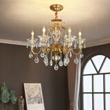 奥施洛欧式全铜水晶吊灯简欧客厅大气奢华别墅大吊灯法式轻奢高档灯饰 6头