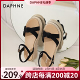 达芙妮（DAPHNE）凉鞋女一字带厚底沙滩女鞋2025夏季新款平底舒适休闲单鞋罗马鞋女 黑色 39