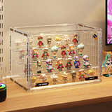 纳鸣盲盒展示盒手办展示柜大容量亚克力集装箱透明防尘泡泡玛特收纳盒 【特大号-象牙白】可置4层