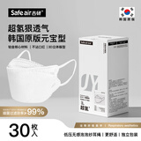 吉研KN95灭菌级防护口罩防尘飞沫细菌3d立体韩国元宝形柳叶款独立包装 白色30只