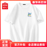 名创优品（MINISO）纯棉t恤男夏季2025新款衣服青少年亲肤透气时尚宽松大码冰感短袖 白色(m彩色风车胸标) 2XL 185 (体重160-180斤)