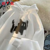 雅鹿卫衣男春季潮流港风连帽上衣宽松薄款长袖T恤衣服春秋款即墨男装 L158白色【春秋款】 2XL 【建议体重130-150斤】