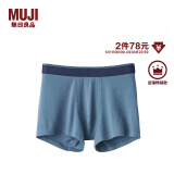 无印良品（MUJI）男式 莱赛尔 前封口 平角内裤 裤头四角裤 烟熏蓝色 1条 XL （180/92A）