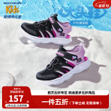 Skechers斯凯奇儿童包头凉鞋男童鞋夏季轻质防滑女大童大头沙滩鞋302969L 女童/黑色/薰衣草色/BKLV 27.5