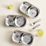 onlycook304不锈钢分格盘子 儿童分餐盘 家用宝宝吃饭辅食菜盘 