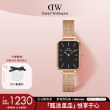 丹尼尔惠灵顿（DanielWellington）DW小方表女表金色钢带全新简约黑盘欧美腕表生日礼物DW00100432