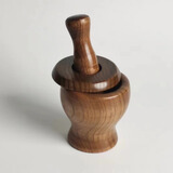 何适 何 HISIZE 酸枣木捣蒜器石臼老式蒜臼家用研磨器压蒜泥蒜蓉擂钵手动捣药罐 大号高脚罐+捣蒜棒+盖子 其他件数