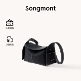 Songmont挂耳系列屋檐包mini设计师款头层牛皮通勤斜挎hobo包 烟墨黑 现货