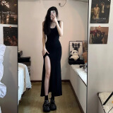 妙奕嘉黑色连衣裙女新款裙子夏季女装修身吊带连衣裙衣服女装长裙包臀裙 辣妹包臀裙高开叉长裙 【黑色】 M 【建议100斤以内】