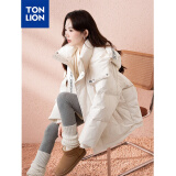 唐狮（TonLion）2024羽绒服女连帽保暖外套宽松 杏仁白 S