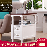 麦帝罗 美式乡村实木边几实木小茶几客厅角几欧式客厅家具边桌 两抽大号 地中海长90宽40高62