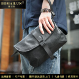 博迈伦（BOMAILUN）真皮斜挎包男士手拿包【优质牛皮】轻便通勤单肩包软植鞣牛皮手包 黑色 26*4*20cm