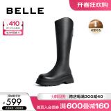 百丽（Belle）周雨彤白鹿同款显瘦小V靴长筒靴女商场同款弹力靴A1V1DDG3 黑仙草（绒里） 39 (245mm)