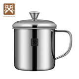 金钥匙316不锈钢儿童口杯学生水杯防摔茶杯(单层带盖）GK-KB70-G316