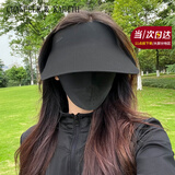 CHANEELR & KARITH官网遮阳帽防晒帽女夏季防紫外线无痕可折叠无感一体空顶太阳帽子 黑色 可调节(48-60cm)(男女同款)