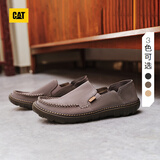 CAT卡特休闲皮鞋男鞋25新品一脚蹬薄皮轻量凉爽舒适通勤船鞋 深灰色 44