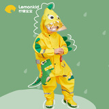 lemonkid儿童雨衣男童女宝宝雨披小学生雨具 乐奇喷火龙连体 S