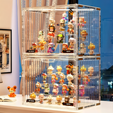纳鸣盲盒展示盒手办展示柜大容量亚克力集装箱透明防尘泡泡玛特收纳盒 【特大号-全透明】可置4层