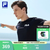 斐乐（FILA）官方男子短袖T恤夏季简约圆领运动男装上衣休闲针织套头衫 深黑-BK（新版） S 165/88A