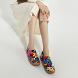 U·IN彩绘旅行鞋托莱多1花卉时尚软底女鞋一脚蹬帆布鞋 春暖 37
